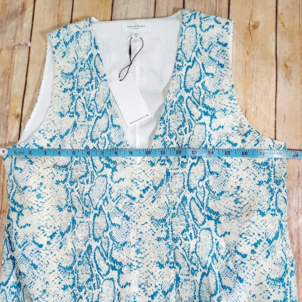 Equipment Connery turquoise silk snake print dress M - Picture 10 of 12